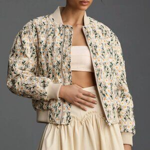 Anthropologie Avec Les Filles Embroidered Daisy Bomber Jacket, NWT